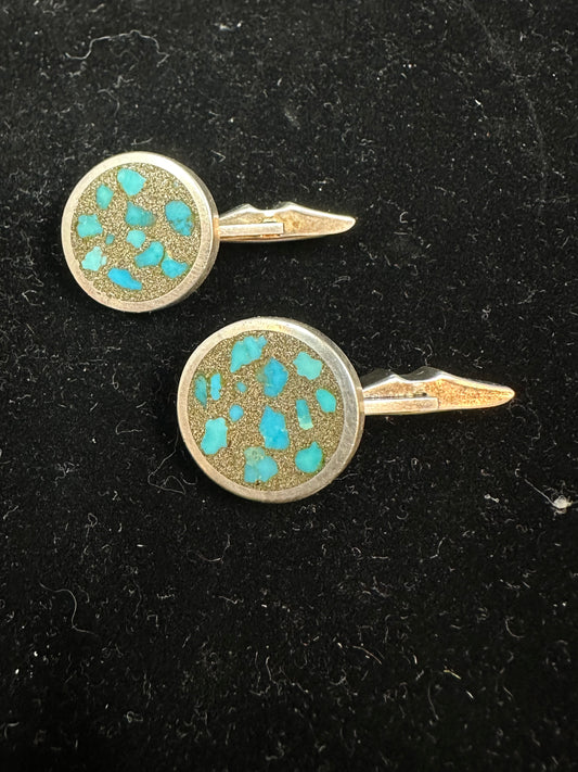 Turquoise and Sterling Silver Cufflinks (E3F7CP)