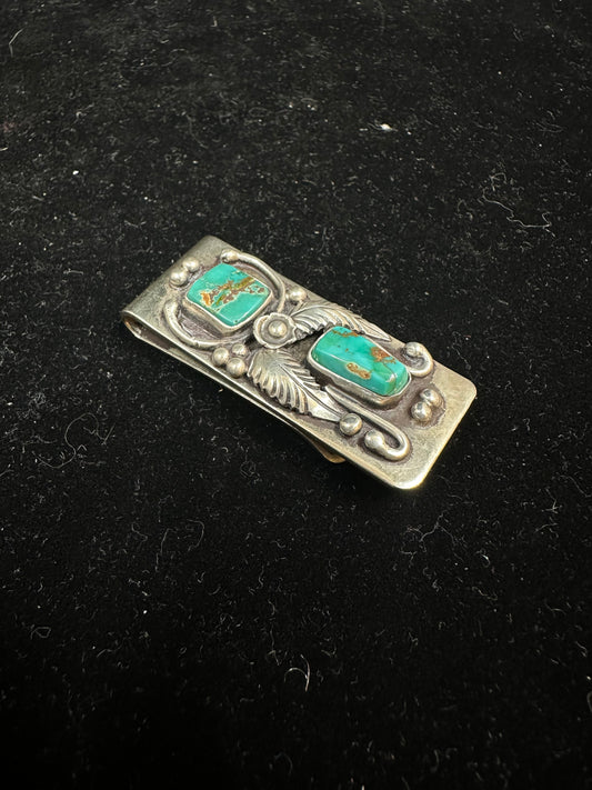 Sterling Silver and Turquoise Money Clip (5QB7HK)