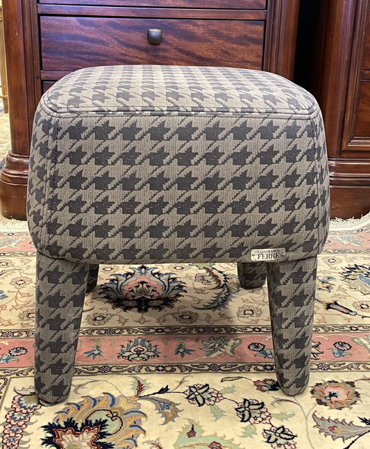 Gianfranco Ferre Home Houndstooth Footstool AS IS (0AG00B)