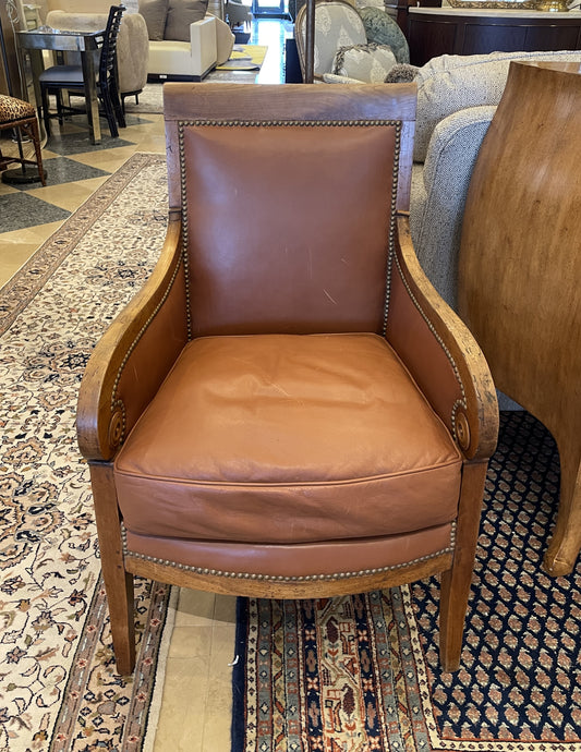 19th Century Charles X Leather Bergère Chair (0AG00E)