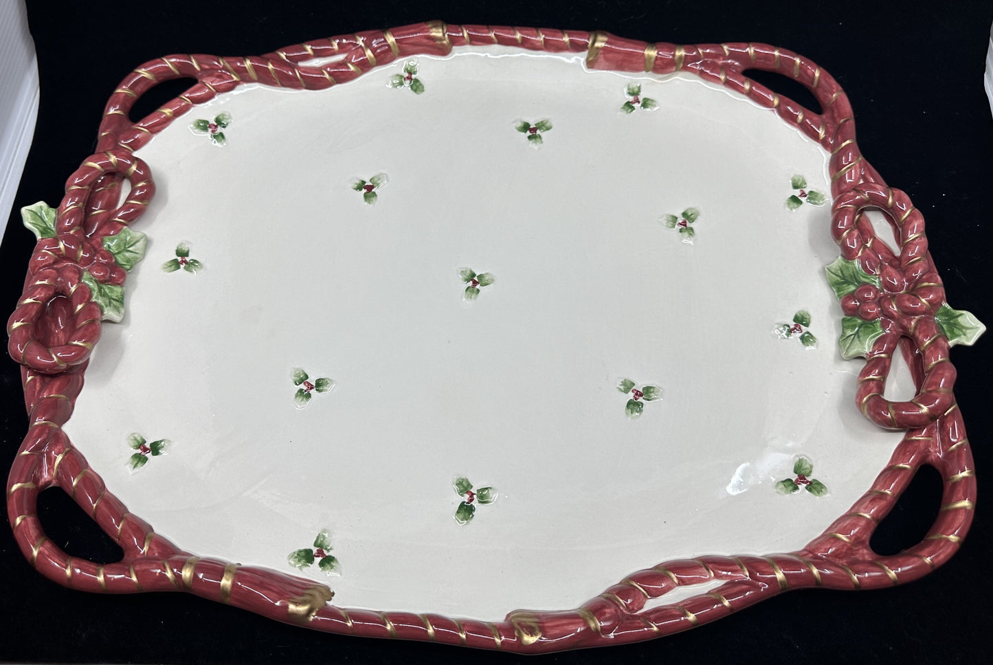 Fitz and Floyd Holly Ribbon Platter (W4D4CW)