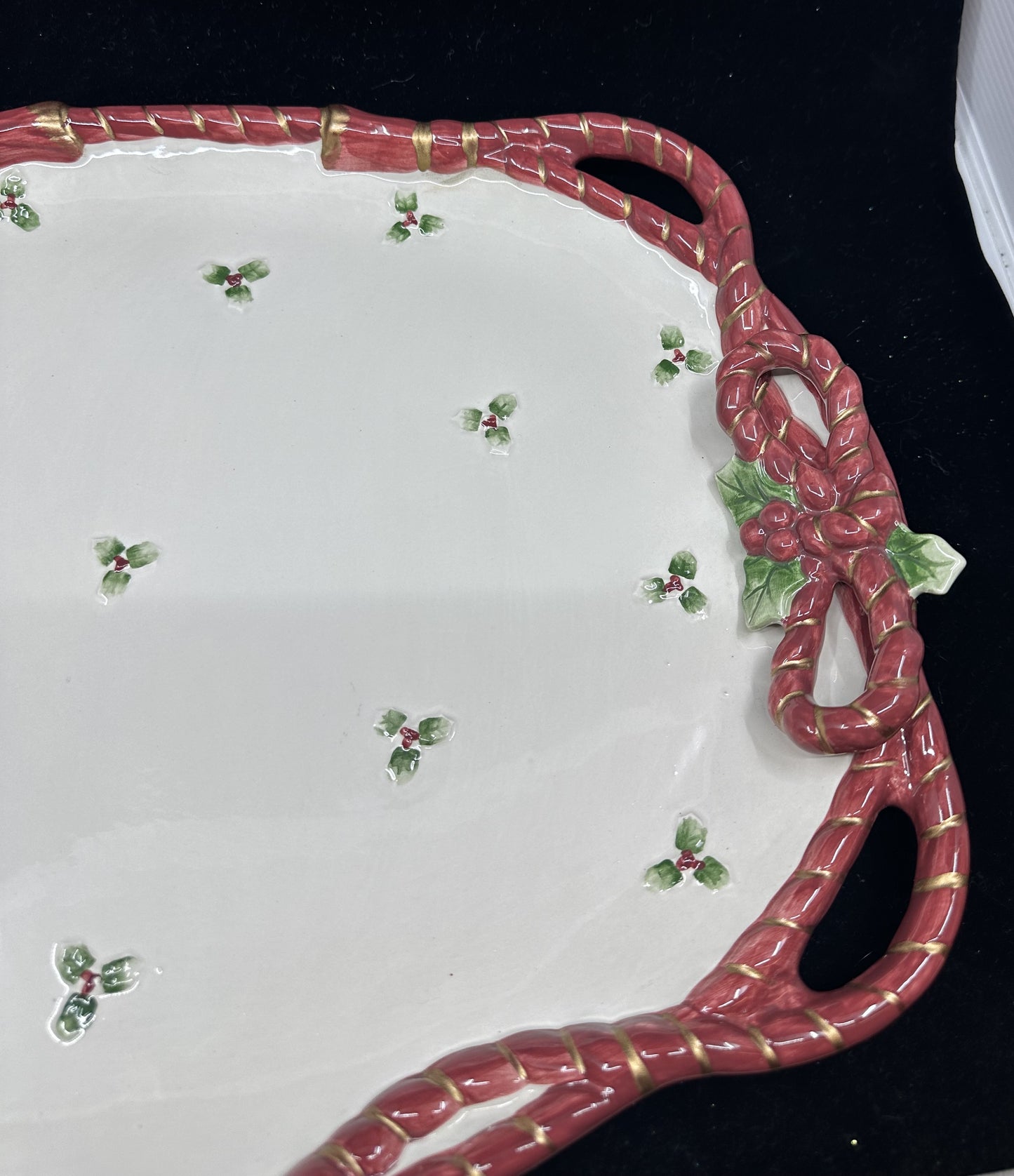 Fitz and Floyd Holly Ribbon Platter (W4D4CW)