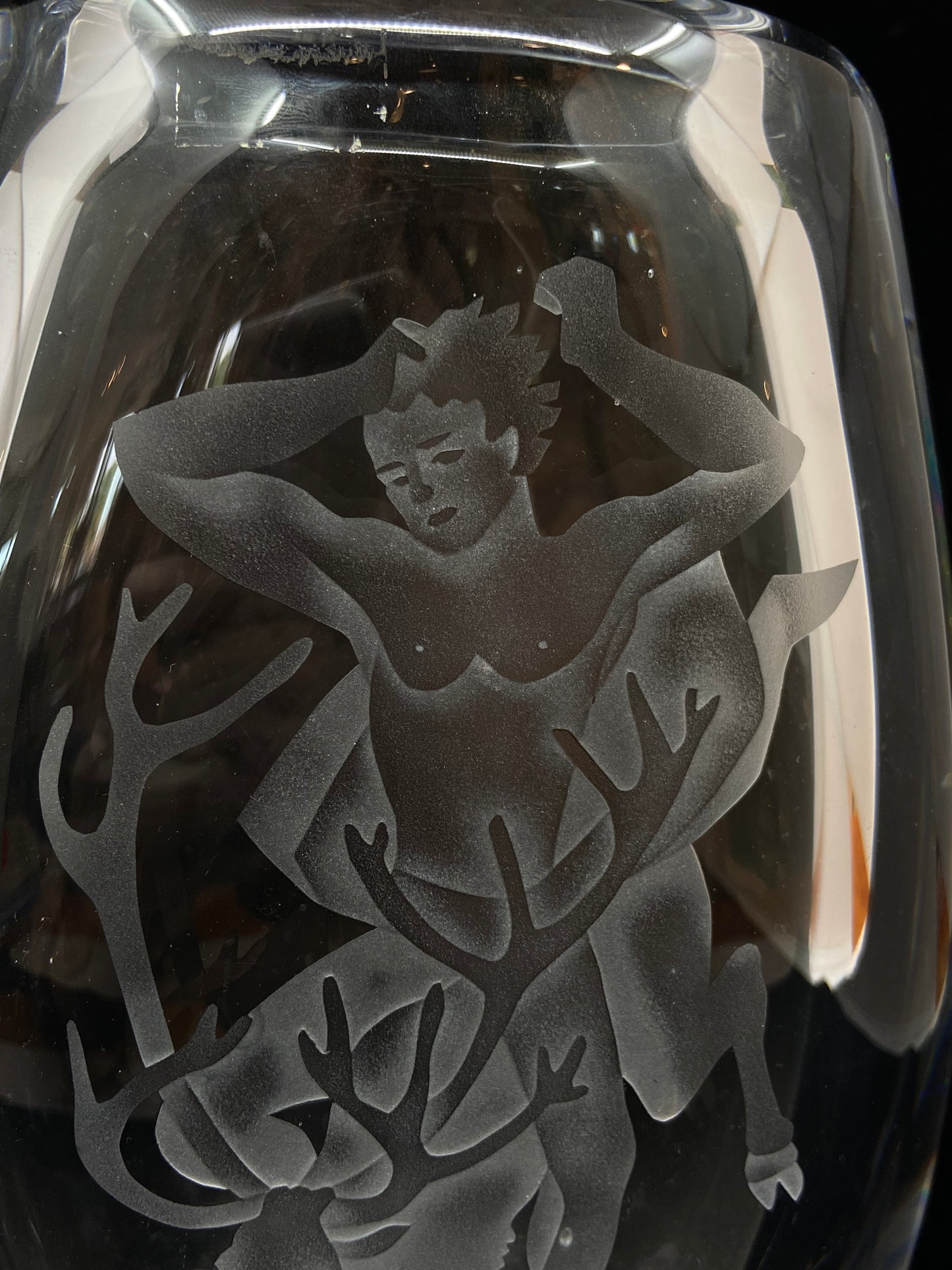 Orrefors Man on Stag Vase (S87D5D)