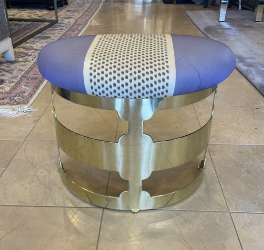 Brass Half Circle Footstool with Upholstered Top (0AG00J)