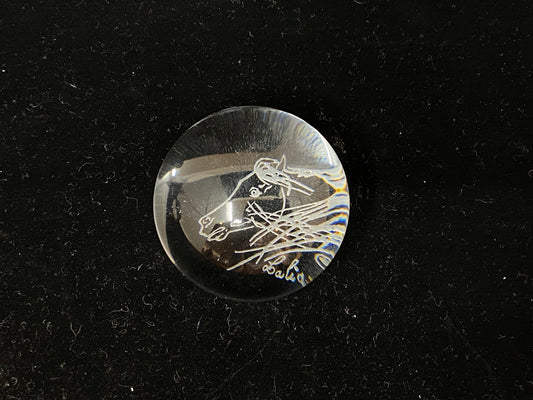 Lalique Horse Etched Bubble Paperweight (H3CJ3W)