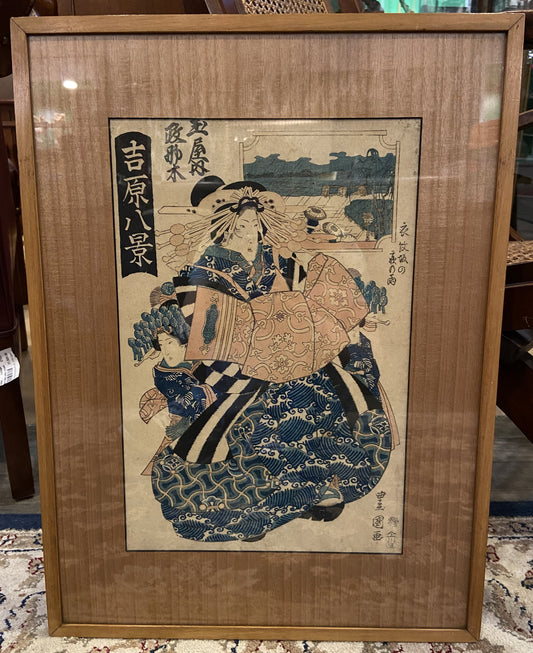 Utagawa Toyokuni II "Night Rain at Emonzaka" Woodblock Print (WWEBCP)